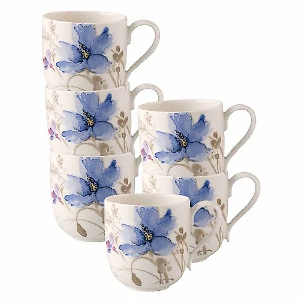 Villeroy & Boch Becher »Kaffeebecher Mariefleur Gris Basic 260 ml 6er Set b günstig online kaufen