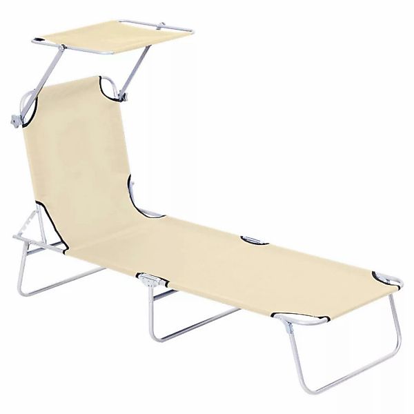 Outsunny Sonnenliege beige Stoff B/H/L: ca. 58x36x187 cm günstig online kaufen