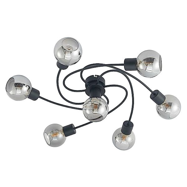 Lindby Deckenlampe Ciala 9627505 Modern in Schwarz aus Glas 7-flammig E14 W günstig online kaufen