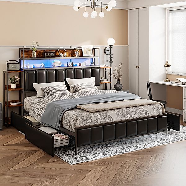 Ulife Polsterbett Doppelbett Jugendbett Eisenbett Stauraumbett günstig online kaufen