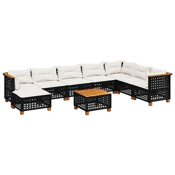vidaXL 9-Tlg Garten-Sofagarnitur mit Kissen Schwarz Poly Rattan 3261962 günstig online kaufen