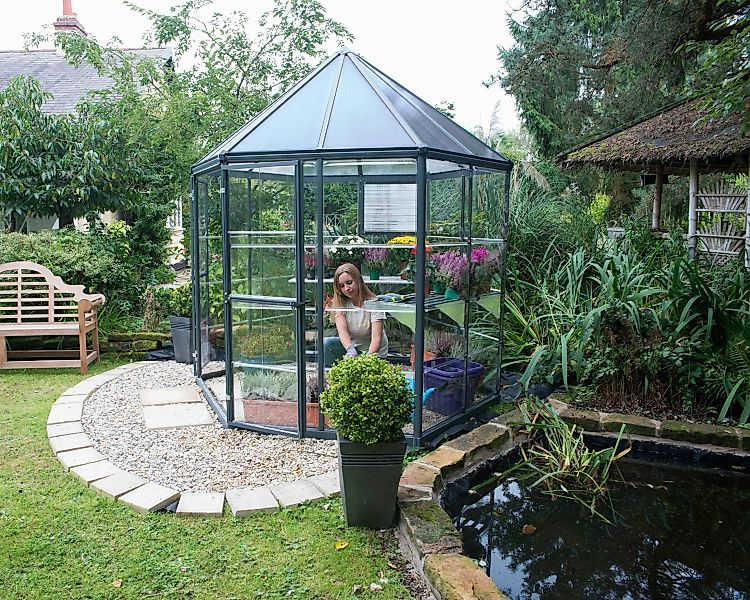 Palram - Canopia  Oasis 2.5 x 2.1 Gewächshaus rund Gewächshaus hexagon Glas günstig online kaufen