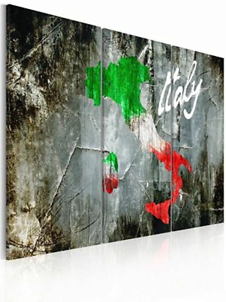 artgeist Wandbild Künstlerische Landkarte von Italien - Triptychon mehrfarb günstig online kaufen