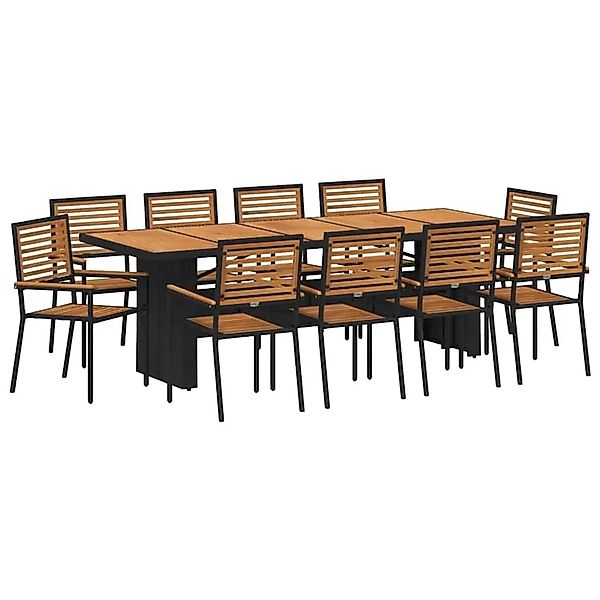 vidaXL Garten Essgruppe 11-Tlg Schwarz Poly-Rattan 3365448 günstig online kaufen