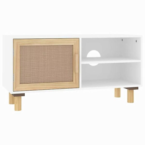 vidaXL TV-Schrank TV-Schrank Weiß 80x30x40 cm Massivholz Kiefer und Natur-R günstig online kaufen