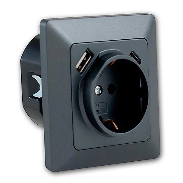 ChiliTec MILOS Steckdose mit USB CPDanthrazit mit Rahmen günstig online kaufen
