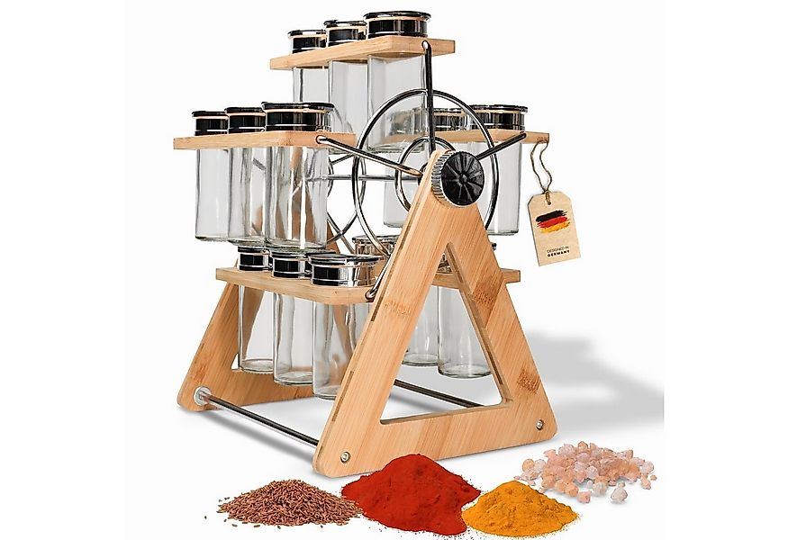 Coradoma Gewürzregal aus Holz Drehbar & Stehend mit 15 Gewürzdosen, Gewürzg günstig online kaufen