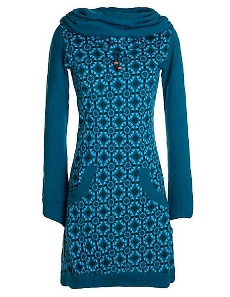 Vishes Jerseykleid Langarm Kleid Schalkragen Bedruckt 70er 80er Retro Hippi günstig online kaufen