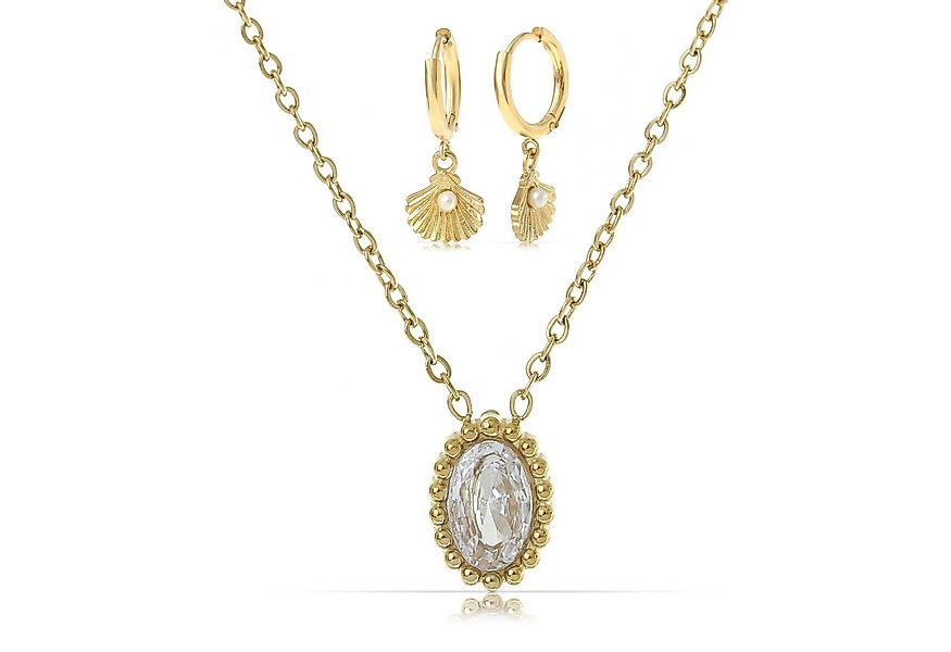Made by Nami Schmuckset Damen Gold Halskette und Ohrringe Wasserfest, aus E günstig online kaufen