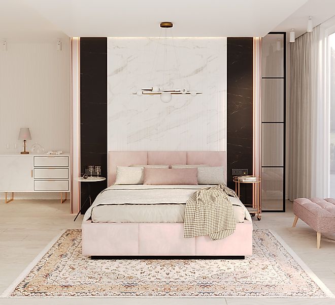 FDM Polsterbett Stauraumbett aus Velours 90x200, günstig online kaufen