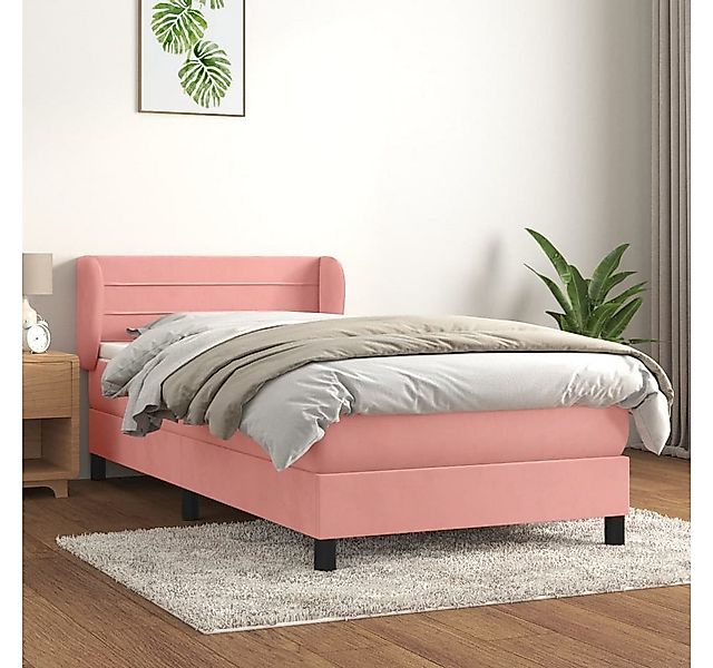 vidaXL Boxspringbett, Boxspringbett mit Matratze Rosa 90x200 cm Samt günstig online kaufen