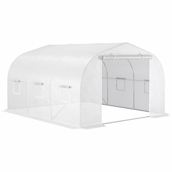 Outsunny Garten-Tunnelgewächshaus dim. 3,5L x 3B x 2H m Tür + 6 aufrollbare günstig online kaufen