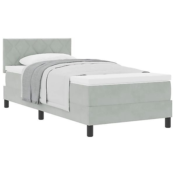 vidaXL Boxspringbett mit Matratze Hellgrau 100 x 200 cm Samt 3339218 günstig online kaufen