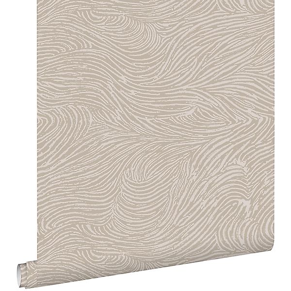 ESTAhome Tapete 3d Wellenförmige Linien Taupe 50 X 900 Cm 139661 günstig online kaufen