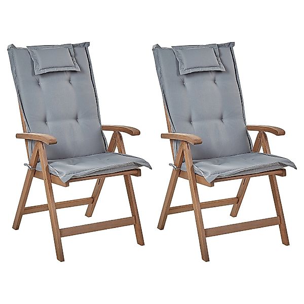 Beliani Gartenstuhl Dunkler Holzfarbton Grau 69x54x105 günstig online kaufen