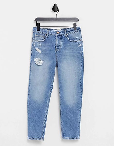 ASOS DESIGN – Klassische, feste Jeans in hellblauer Vintage-Waschung mit Ab günstig online kaufen