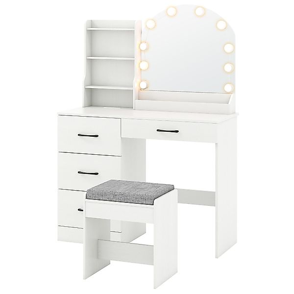 COSTWAY Schminktisch (1-St), mit LED-Beleuchtung, Ladestation, günstig online kaufen