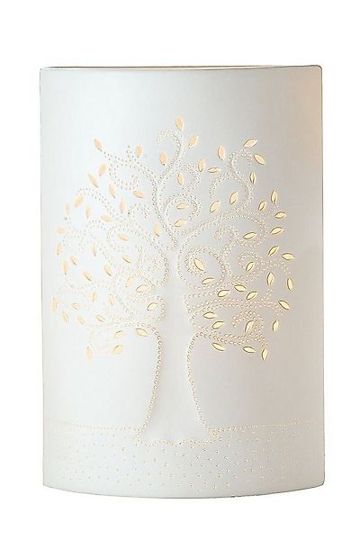 GILDE Dekoobjekt Design Lampe Ellipse Lebensbaum aus Porzellan Höhe 28cm günstig online kaufen