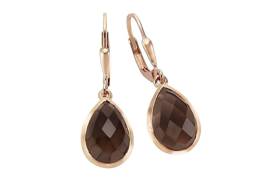 Jamelli Paar Ohrhänger Silber 925 rosé-vergoldet mit echten Rauchquarz-Trop günstig online kaufen