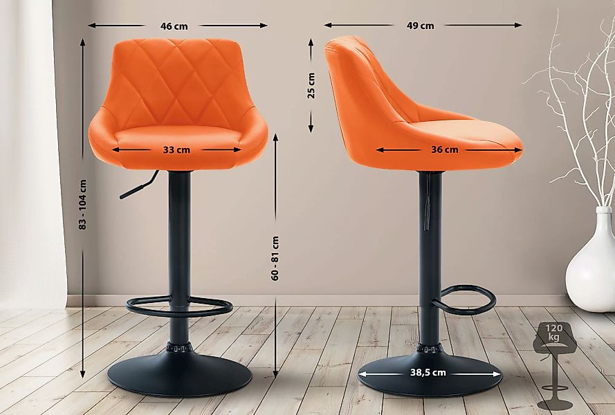 Barhocker Lazio Kunstleder Schwarz Orange günstig online kaufen