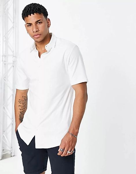 River Island – Kurzärmliges Muskel-Hemd aus Jersey in Weiß günstig online kaufen
