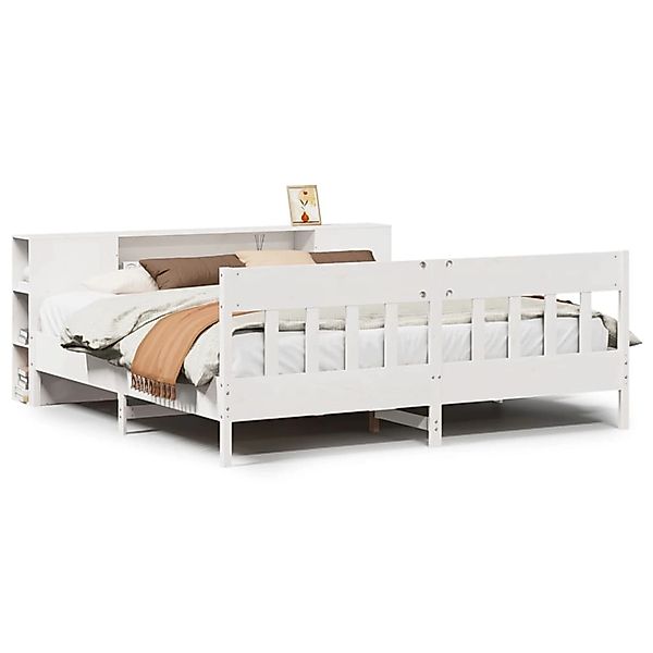 vidaXL Massivholzbett mit Regal ohne Matratze Weiß 180x200 cm Kiefer 332317 günstig online kaufen