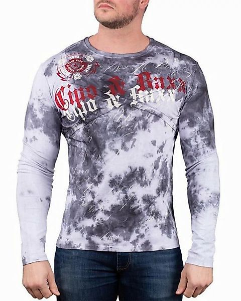 Cipo & Baxx Longsleeve Herren Longsleeve BA-CL489 Grau XL Markenschriftzug günstig online kaufen