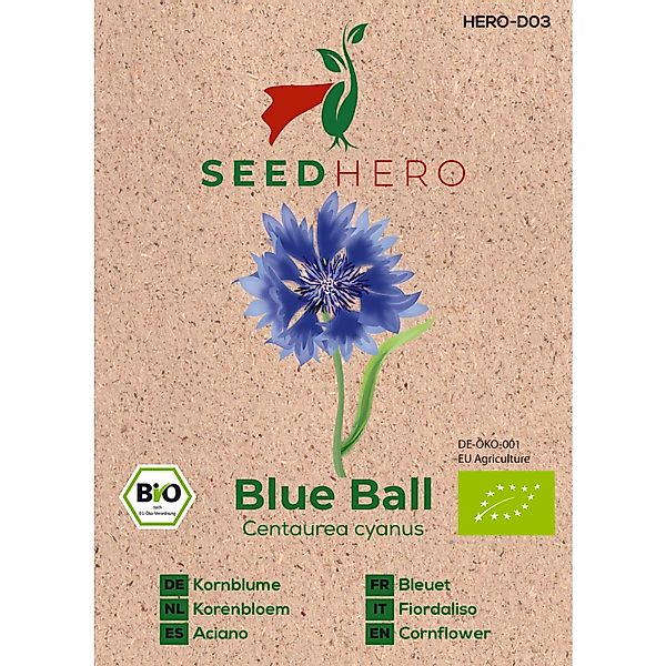 Seedhero BIO Kornblume Blue Ball Samen günstig online kaufen