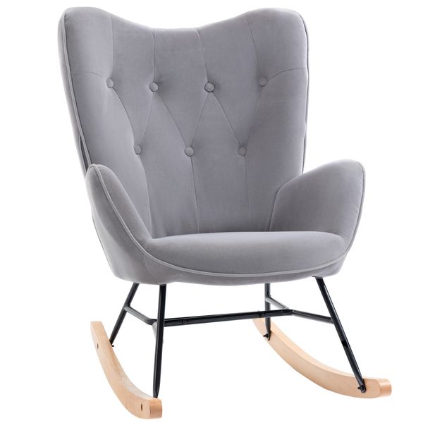HOMCOM Schaukelstuhl ergonomisch, mit Samtoptik (Schwingsessel, günstig online kaufen