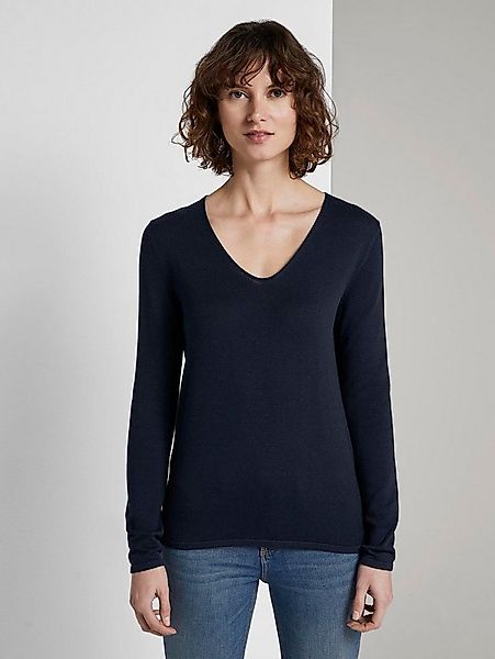 TOM TAILOR Strickpullover Pullover & Strickjacken Strickpullover mit V-Auss günstig online kaufen