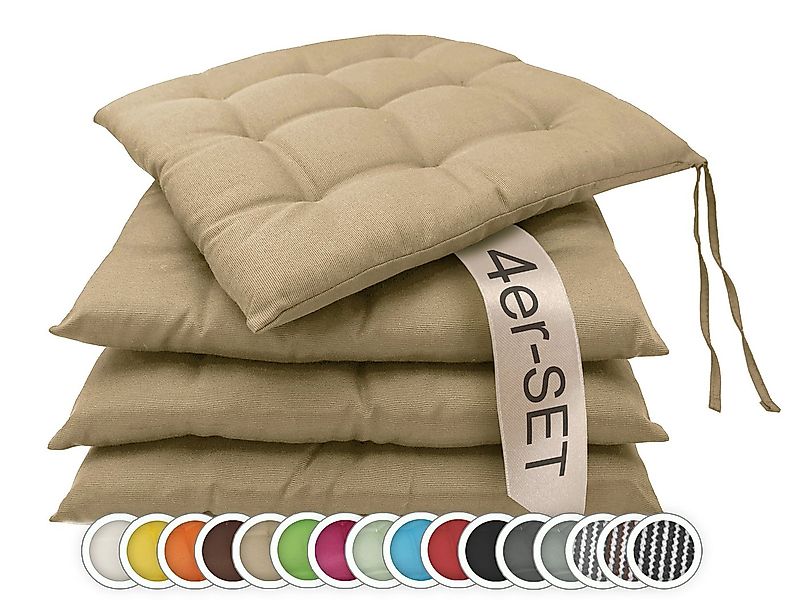 ZOLLNER Stuhlkissen, 40 x 40 x 3 cm, mit Bindebänder, für Indoor und Outdoo günstig online kaufen