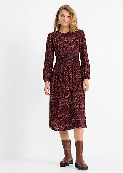 bonprix Midikleid "Midikleid mit Blumenprint" Midikleid mit Blumenprint günstig online kaufen