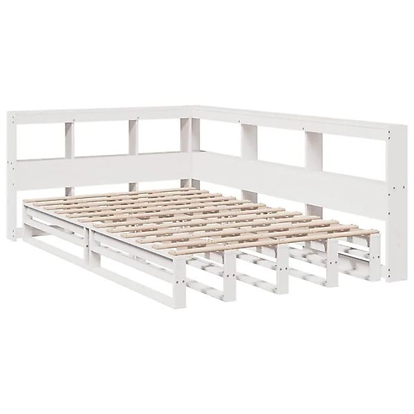 vidaXL Massivholzbett mit Regal ohne Matratze Weiß 120x190 cm Kiefer 332451 günstig online kaufen