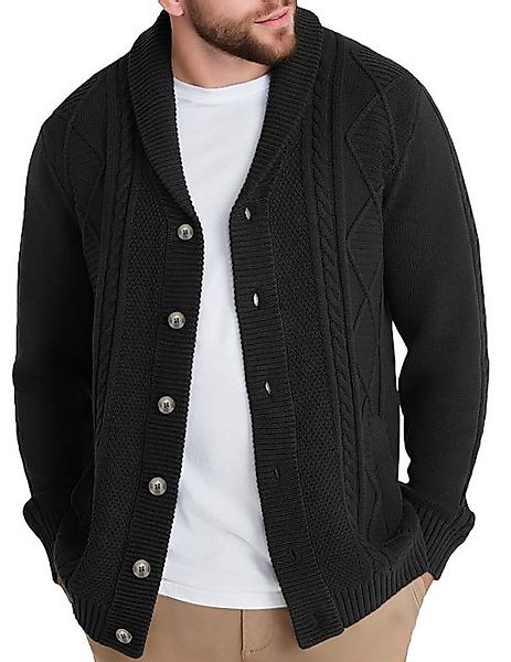 LUCKZON Strickjacke mit Schalkragen, lässig, langärmelig, Knöpfe, Zopfmuste günstig online kaufen