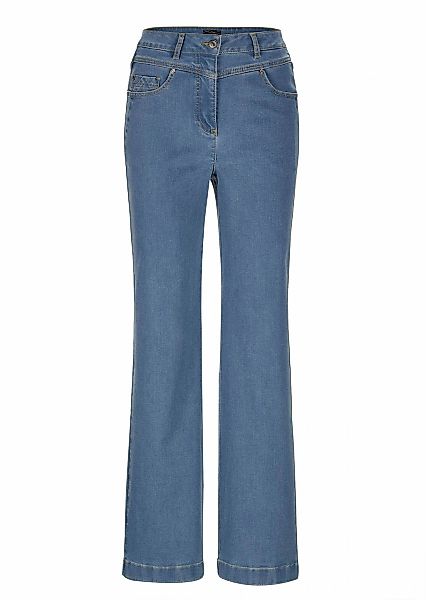 GOLDNER Stretch-Jeans "Kurzgröße Weite Jeans VERA in Blau, Kontrastnähte" günstig online kaufen