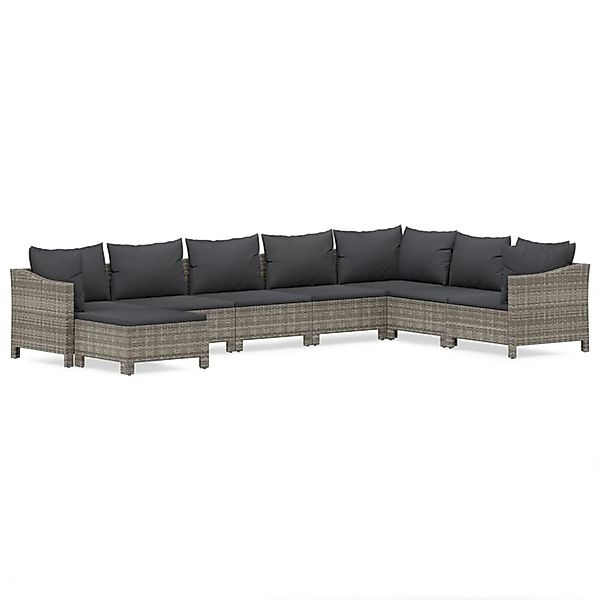vidaXL 8-Tlg Garten-Lounge-Set mit Kissen Grau Poly Rattan 3187298 günstig online kaufen
