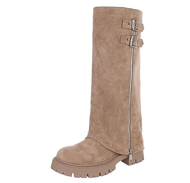 Ital-Design Stylische schwarze Stiefel mit Schnallen und Reißverschluss Pla günstig online kaufen