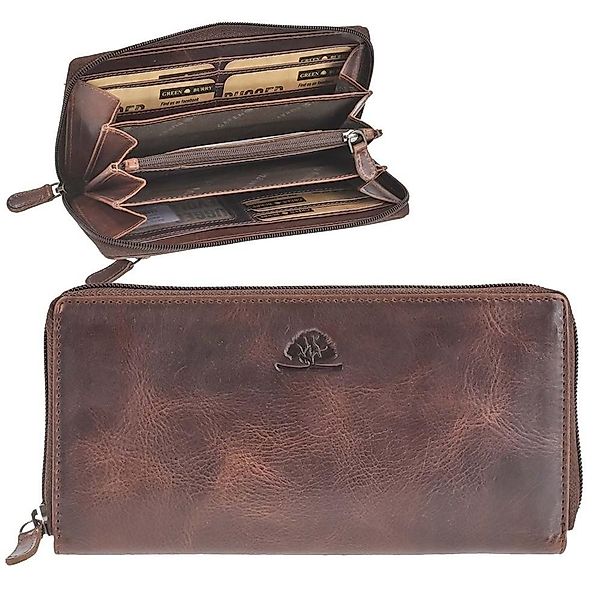 Greenburry Geldbörse "Rugged" Damenbörse Portemonnaie Leder 19x10cm teak br günstig online kaufen
