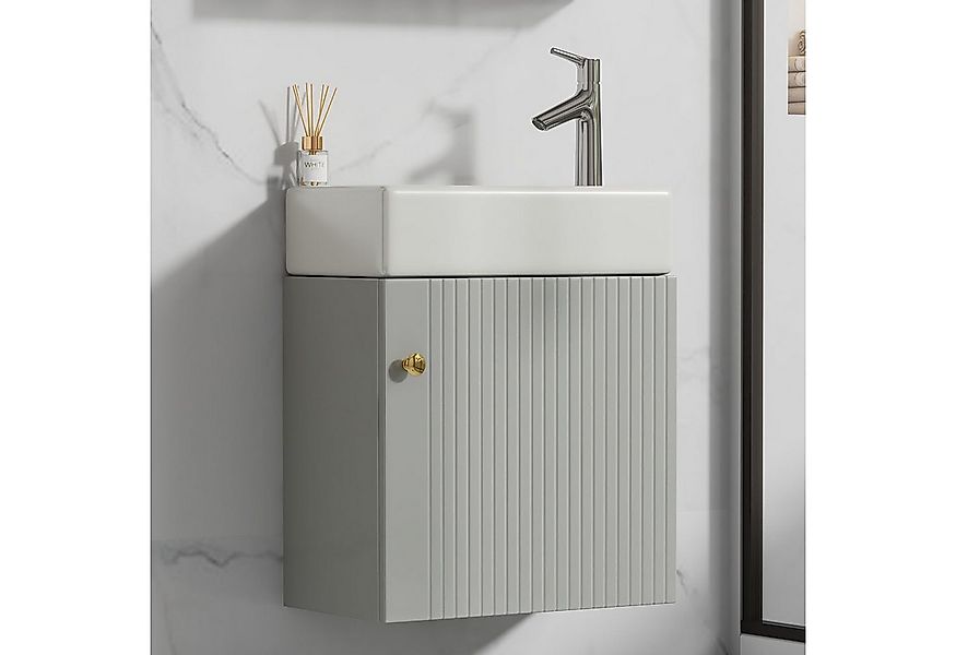 Flieks Waschtisch (1-St., Badschrank mit Keramikbecken wandhängend), Waschb günstig online kaufen