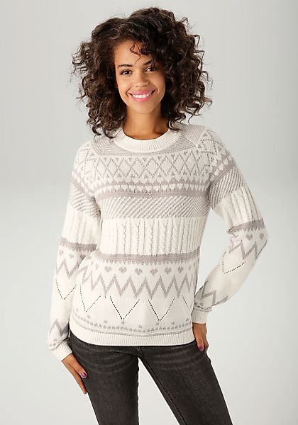 Aniston CASUAL Strickpullover im trendigen Muster-Mix günstig online kaufen