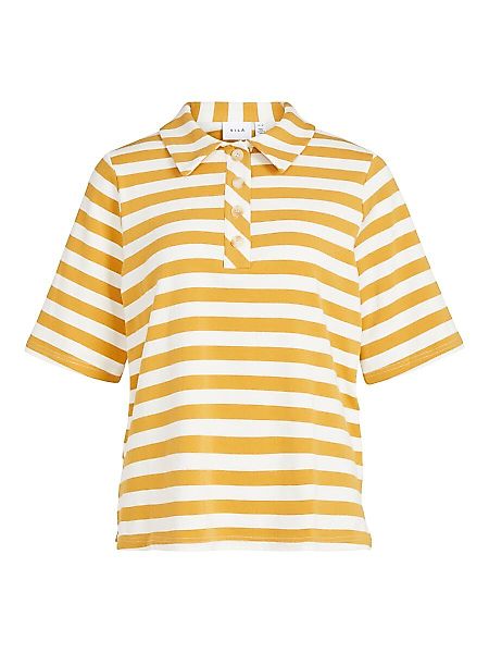 VILA Gestreiftes Polo Shirt Damen Gelb günstig online kaufen