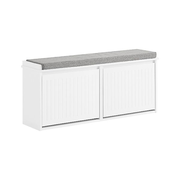 SoBuy Schuhbank Schmal mit 2 Klappen Garderobenbank mit Sitzkissen FSR98-XL günstig online kaufen