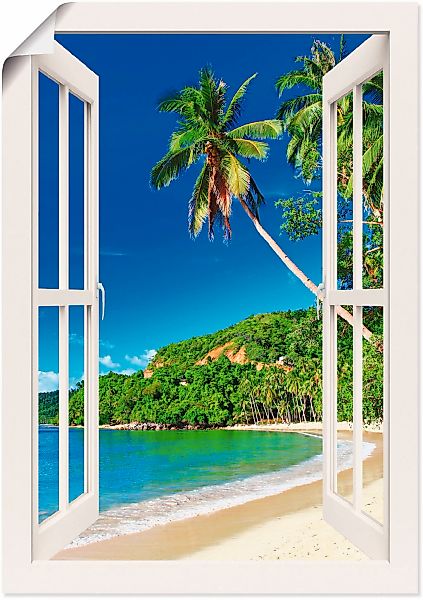 Artland Wandbild "Fensterblick Paradies" Fensterblick 1 Stk. tlg. als Leinw günstig online kaufen