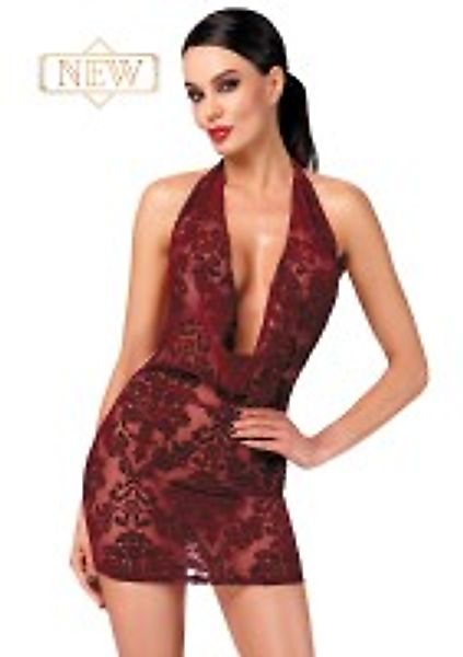 Burgunderrotes Minikleid mit Wasserfallausschnitt günstig online kaufen