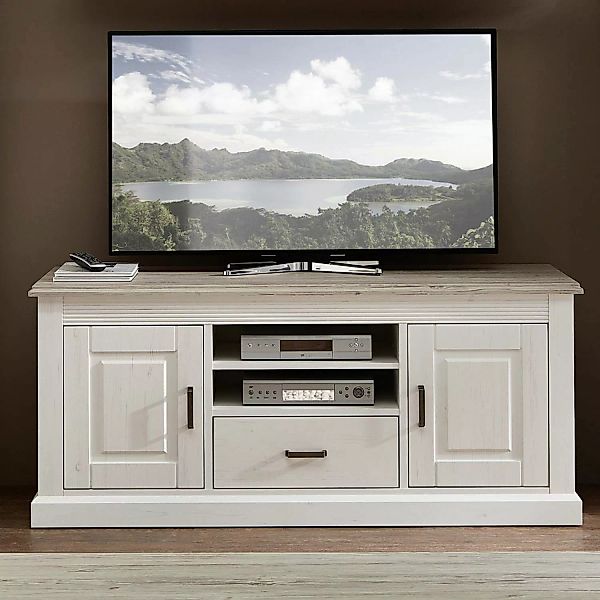 TV-Lowboard im Landhausstil LEER-55 Pinie weiß mit tauope B/H/T ca. 150/65/ günstig online kaufen