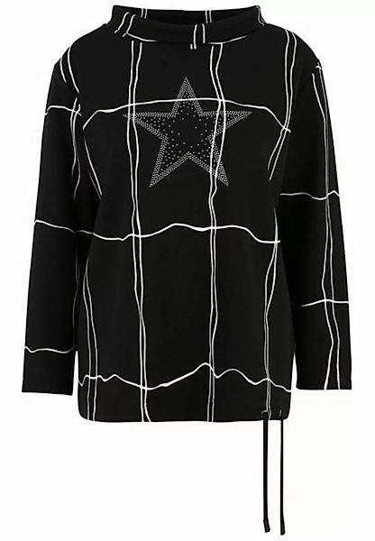 Doris Streich Longsleeve Sweatshirt mit Karoprint und Glitzersteinchen mit günstig online kaufen