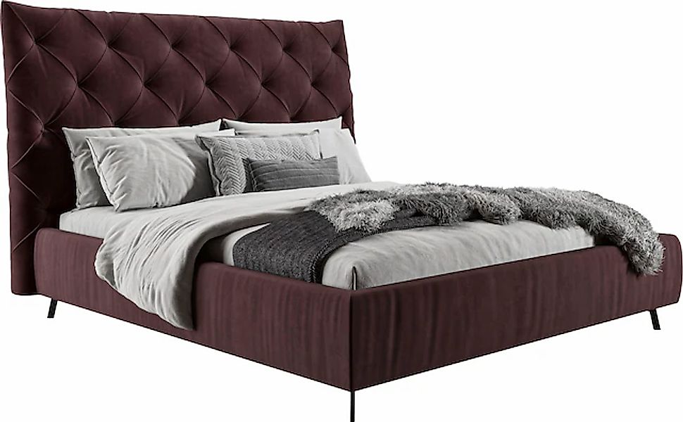 Leonique Polsterbett "Maxime, in 4 Breiten bis 200cm, auch in Leder" Kopfte günstig online kaufen