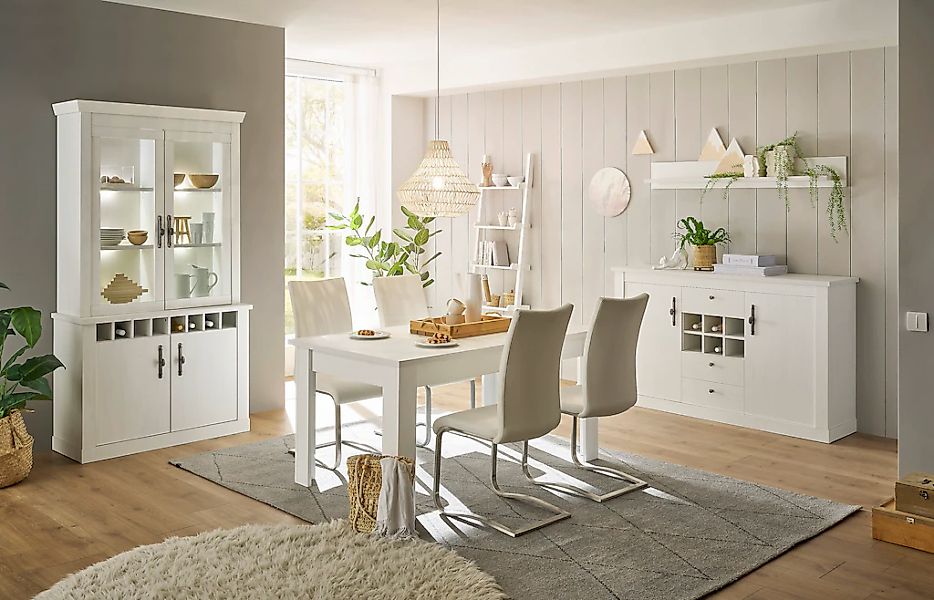 Home affaire Wohnwand "RAVENNA" 4 Stk. tlg. im romantischen Landhausstil, G günstig online kaufen