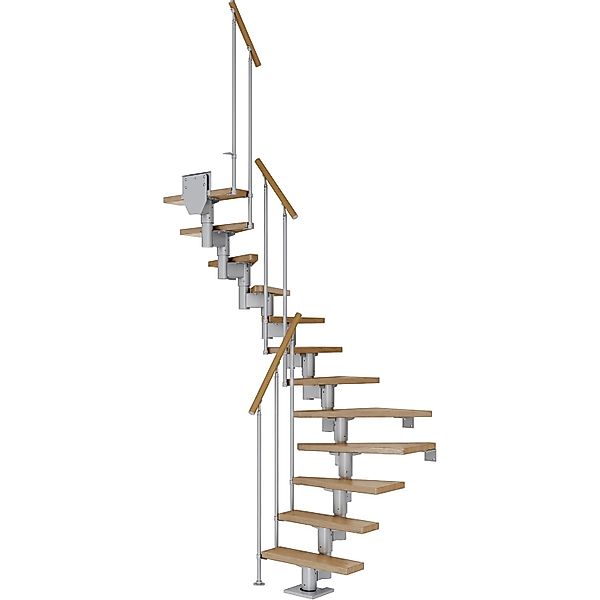 Dolle Mittelholmtreppe Dublin Eiche Perlgrau GH bis 315 cm 1/2 Gewendelt 65 günstig online kaufen