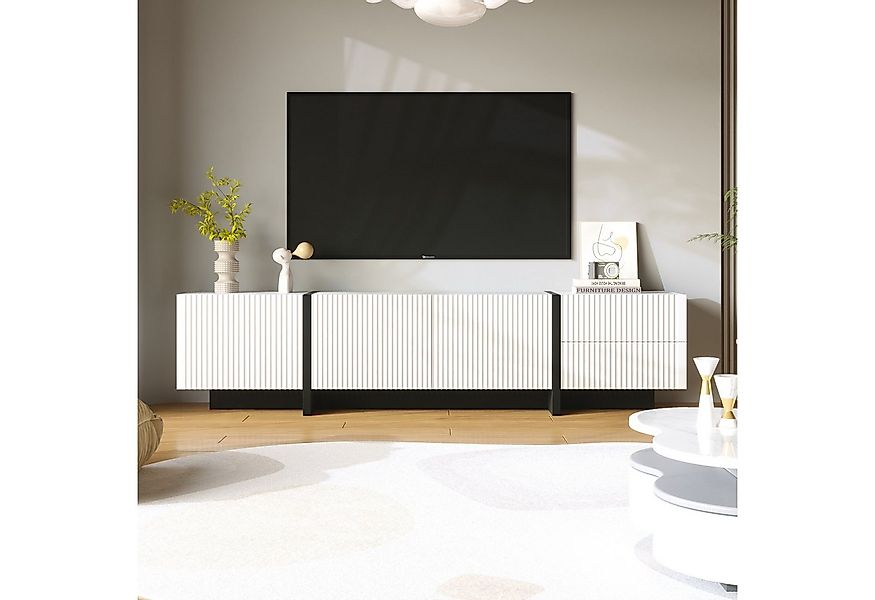 REDOM Lowboard TV-Möbel Sideboard mit 2 Schubladen 3 Türen (190x35x45 cm Fe günstig online kaufen